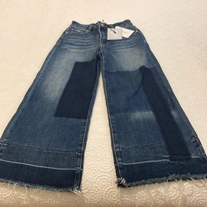 Brand New Insane Gene Patch Work Crop Flare Jean